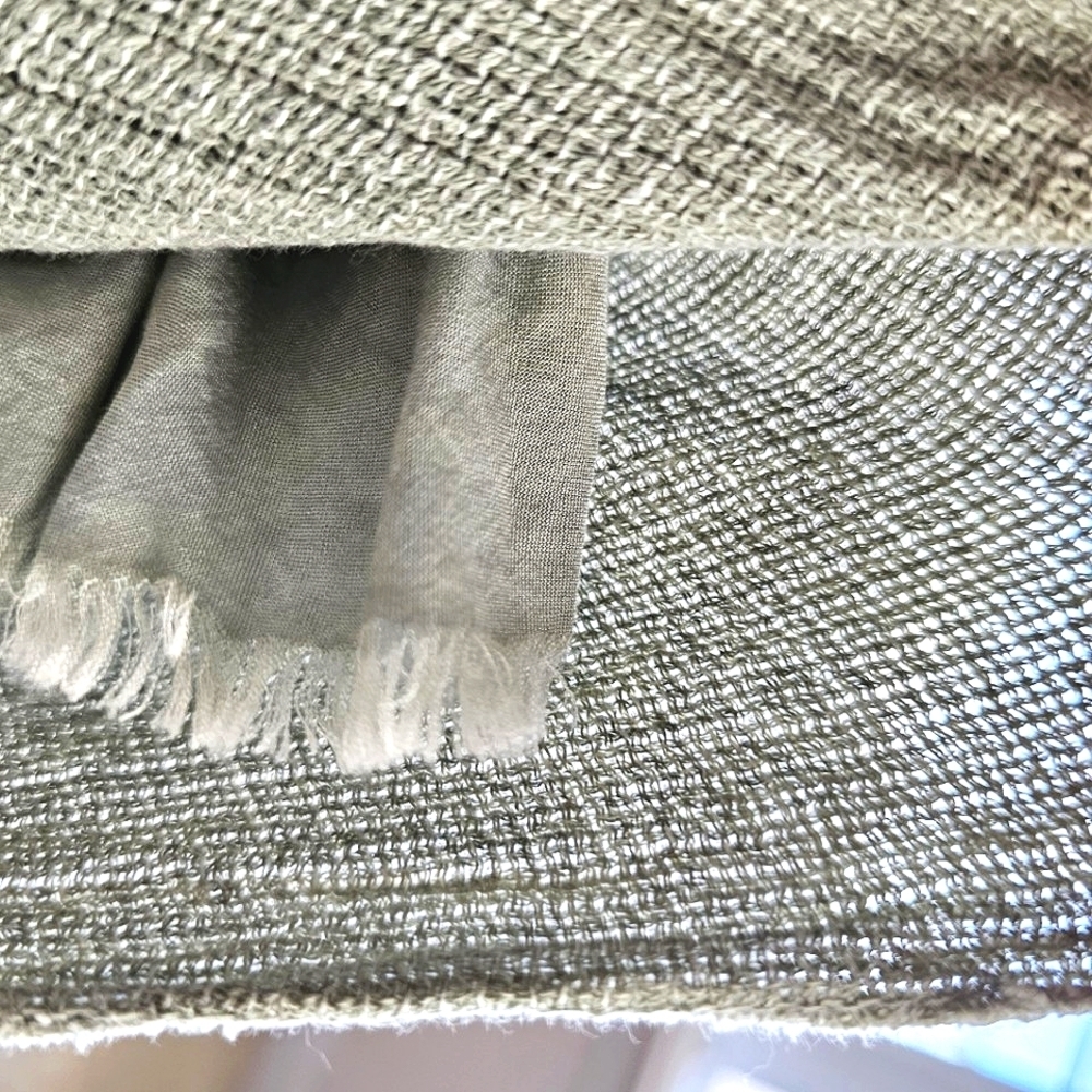 TEMPO PARIS Linen & Cotton Ruffled Faded Olive Sleeveless Midi Dress Size M - Picture 12 of 12